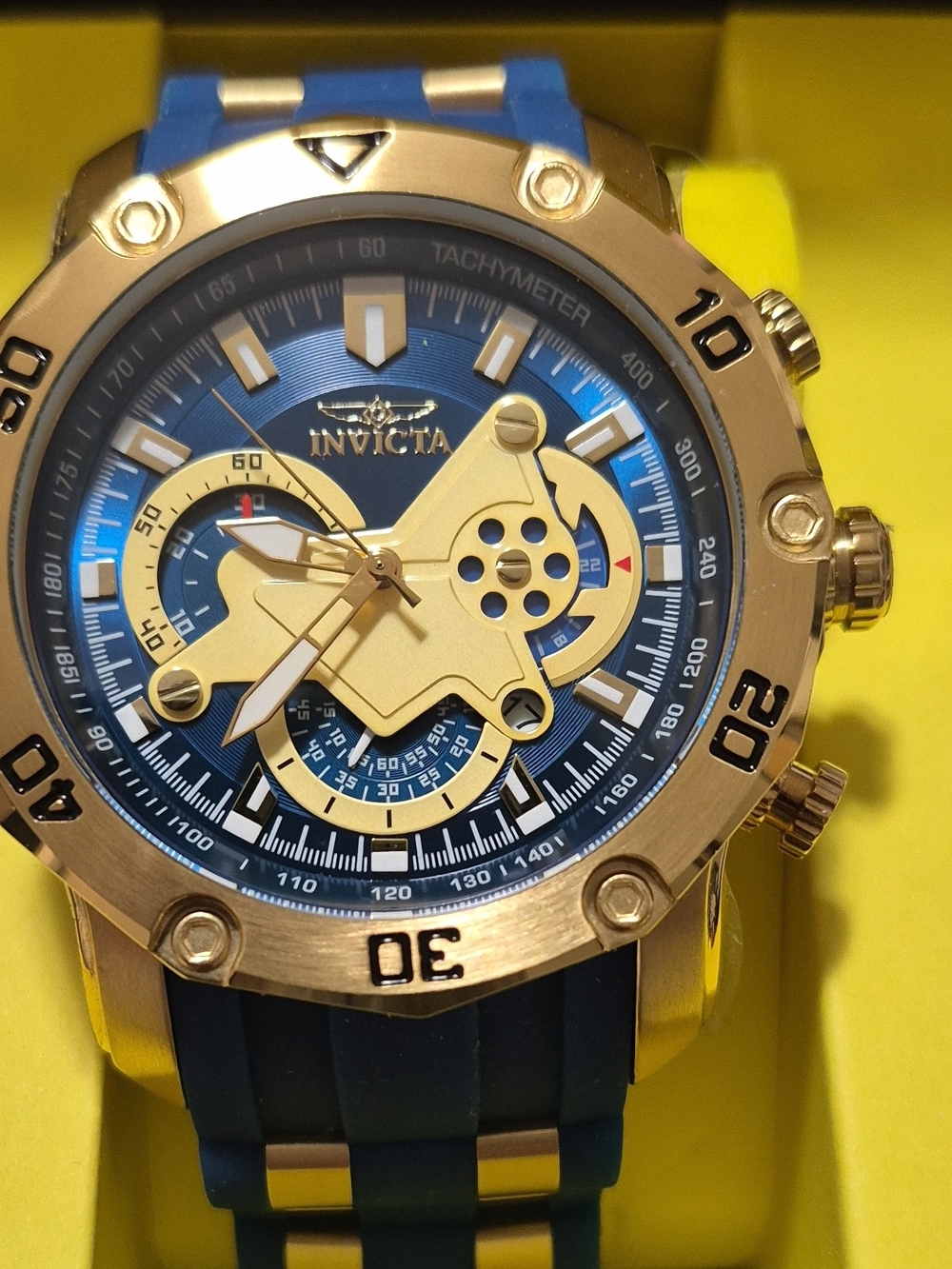 Invicta PRO Diver Scuba Men's Blue and Gold Chronograph Dive Watch
